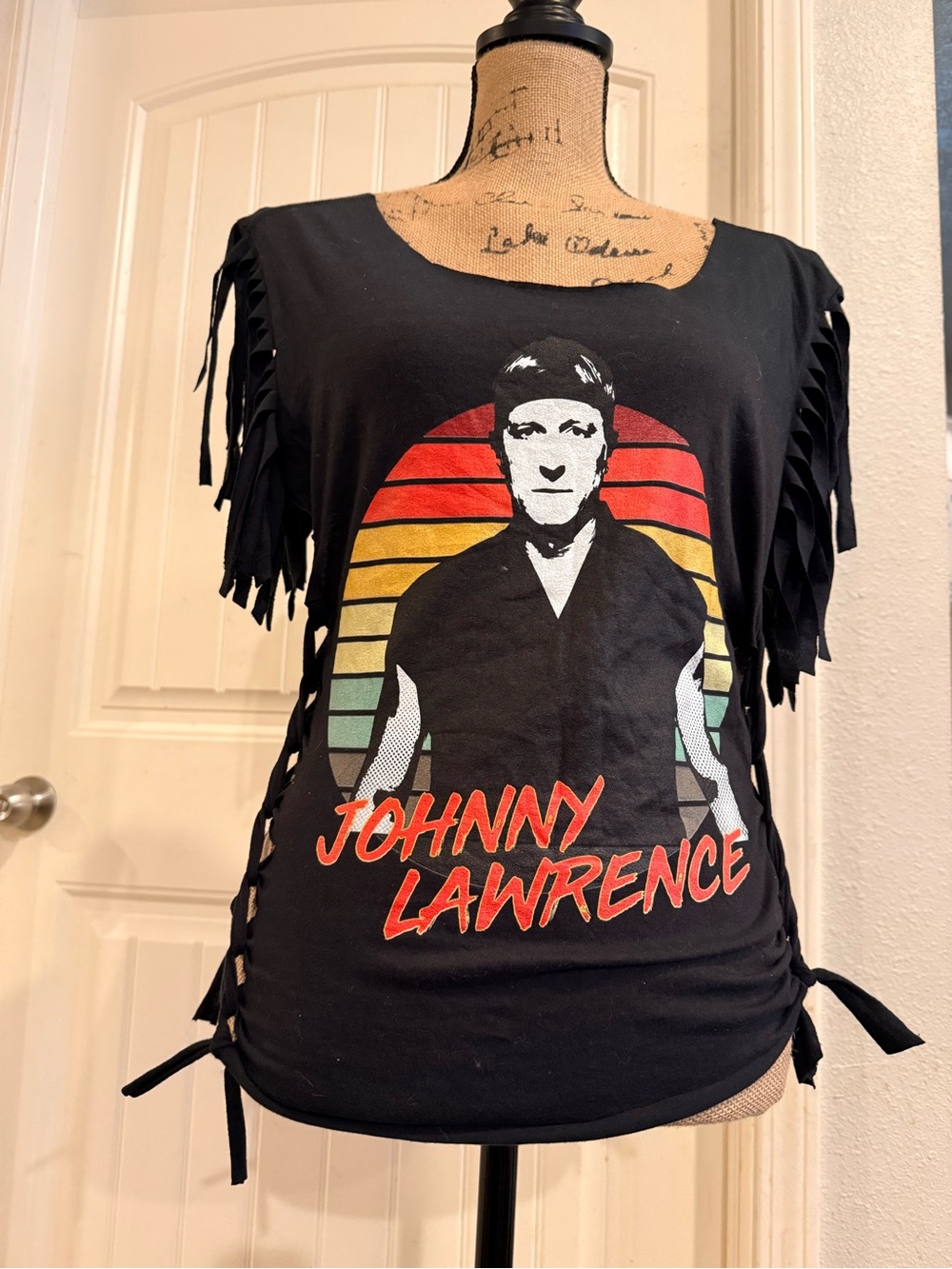 Johnny Lawrence Graphic Fringe Women's Top - Black
